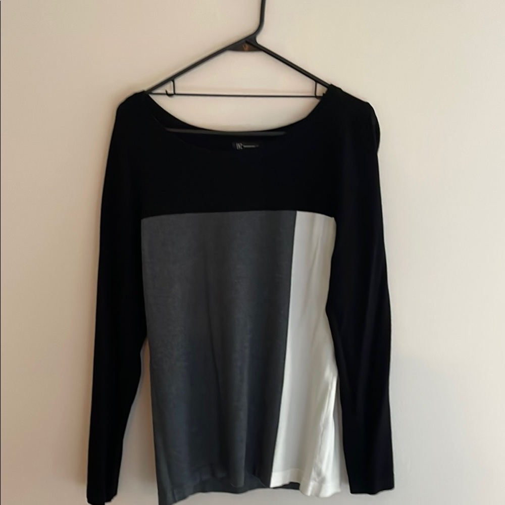 NEW! INC Black, Gray, and White Long Sleeve Sweater